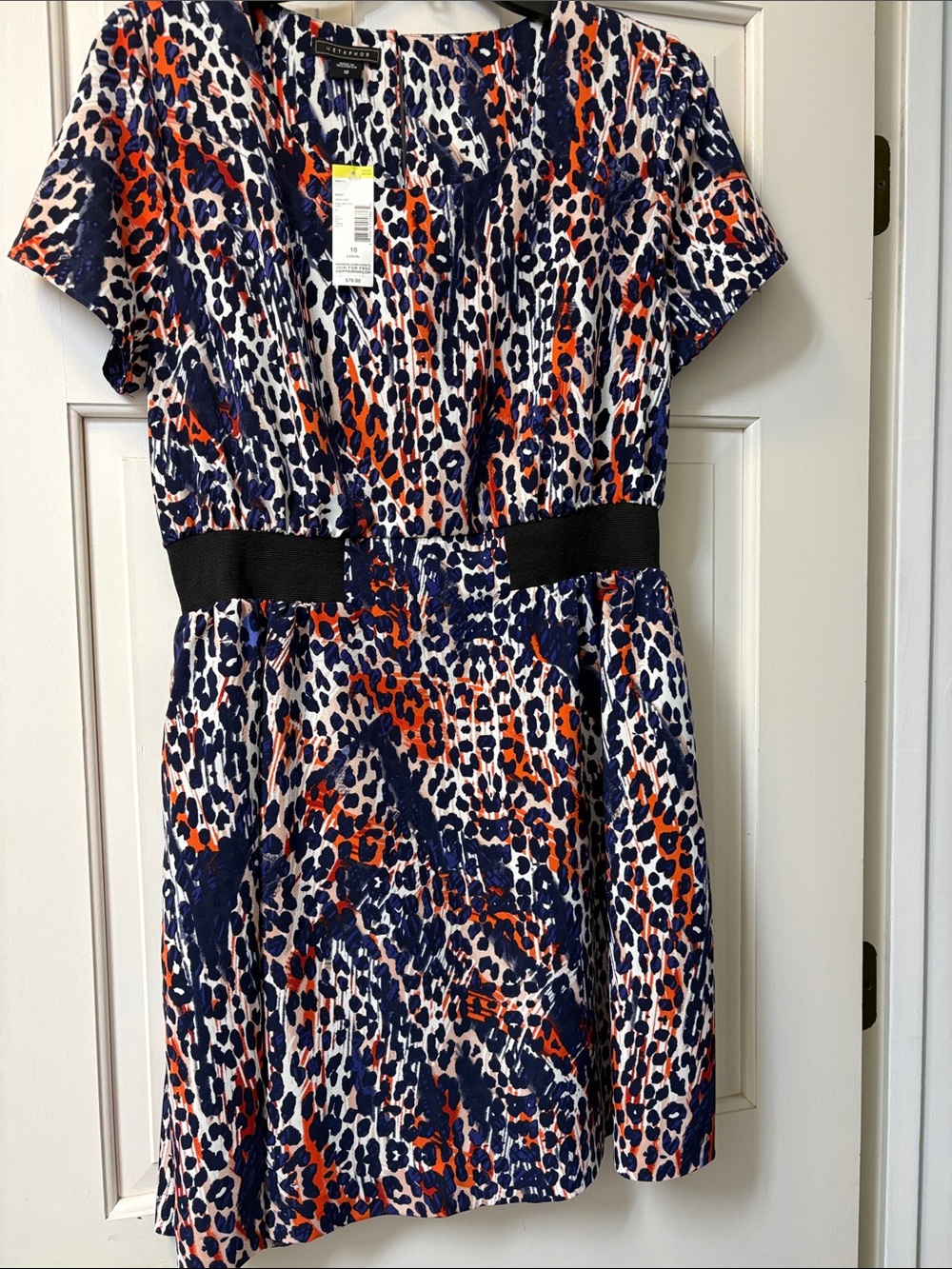 Metaphor Navy, Orange & White Animal-Print Casual Dress